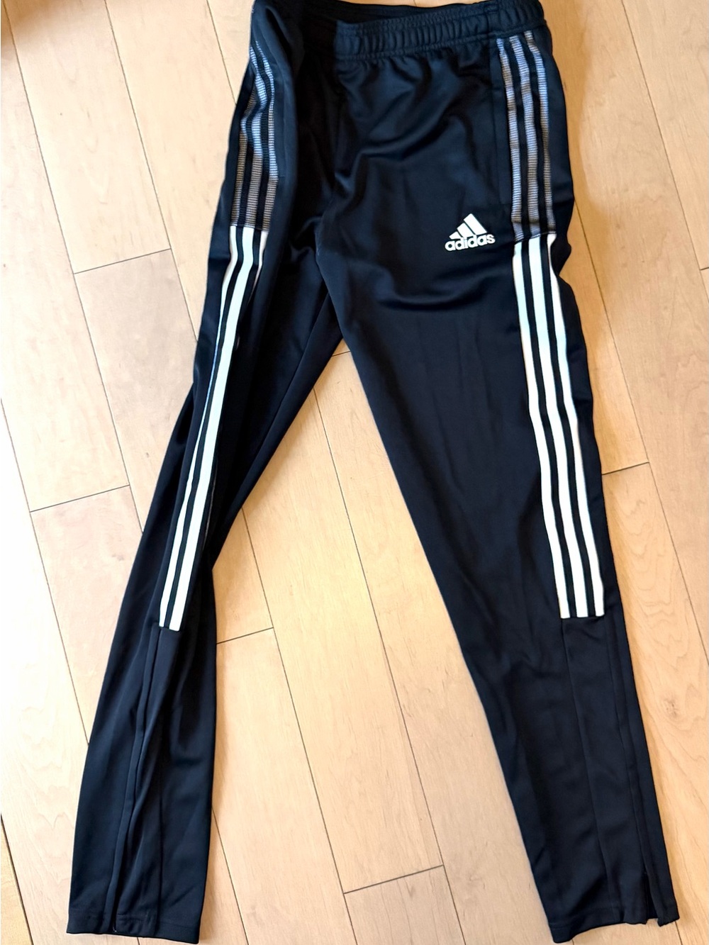 adidas Black Track Joggers with White Side Stripes kids XL/15-16Y